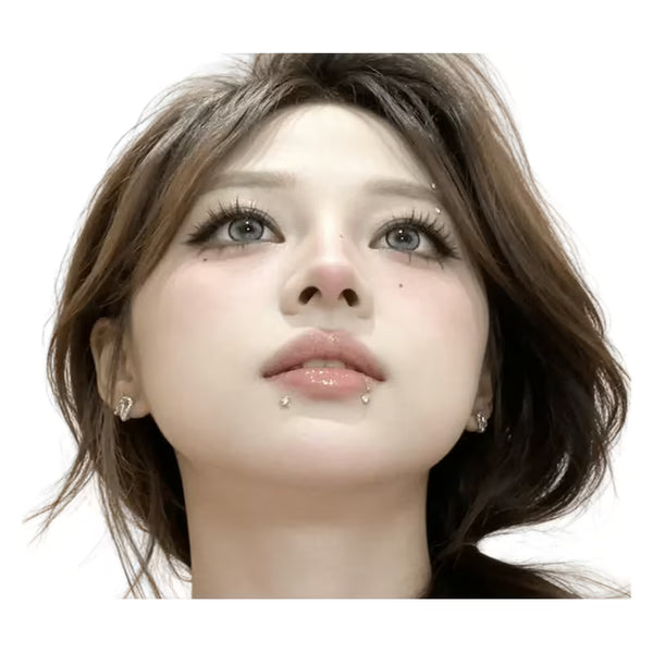 No-Piercing Face Rhinestone Stickers — Fake Eyebrow, Lip & Nose Rings, Silver Festival Body Jewelry for Women, Edgy Hip Hop Gems