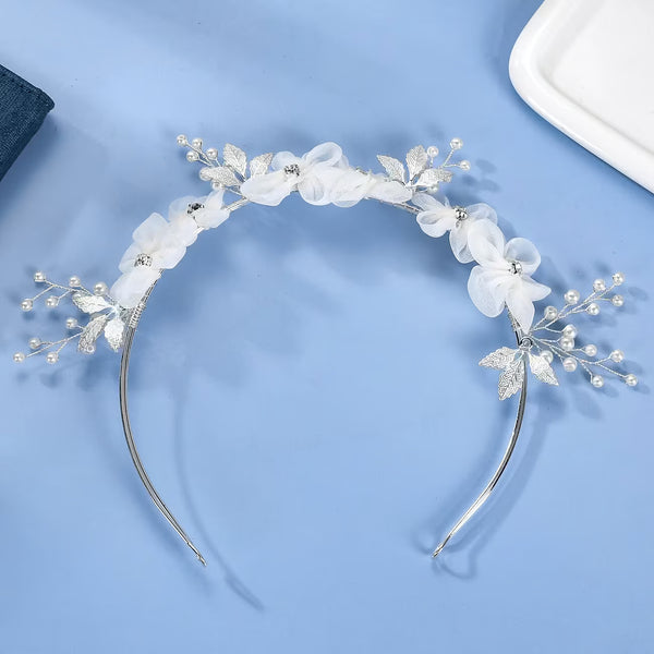 Vintage Forest Bridal Headband — Handmade Fabric Flower Hair Hoop, Sweet Romantic Woodland Updo Crown, Wedding Hair Accessories