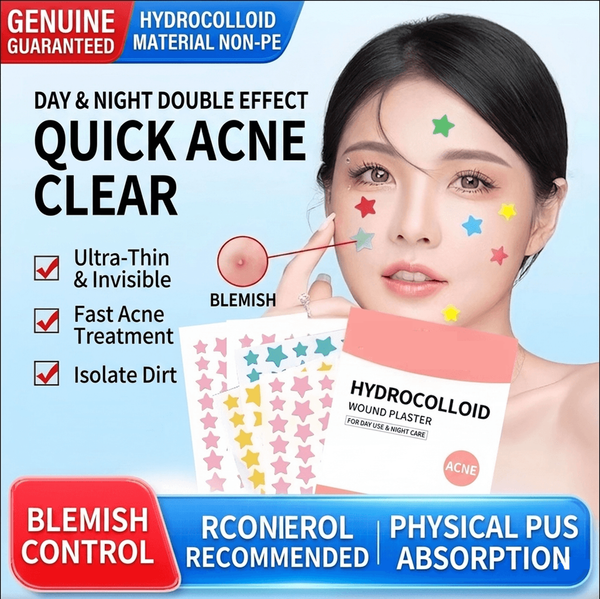 Star Shaped Hydrocolloid Acne Patches — Invisible Waterproof Pimple Covers, Makeup-Friendly Adhesive Dots for Face, Absorbing Whitehead & Zit Spot Treatment, Cute Star Acne Stickers for Day & Night