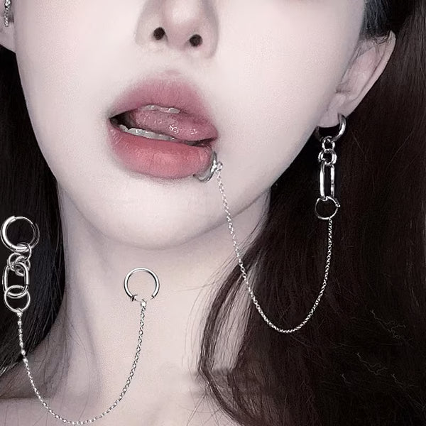 2‑in‑1 No Piercing Lip & Ear Cuff — Edgy Faux Lip Ring Clip Earring, Minimalist Grunge Jewelry for Women, Gold/Silver Tone
