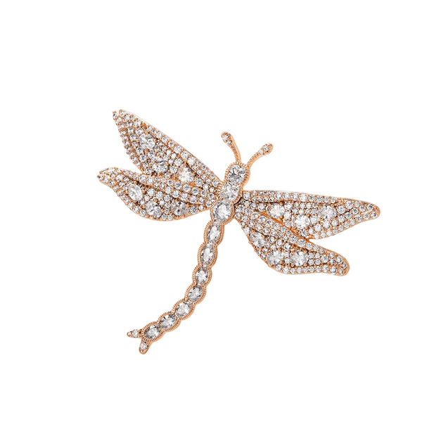 Light Luxury Dragonfly Brooch Pin — Crystal Rhinestone Insect Corsage, Gold / Silver Tone Statement Jewelry for Women, Coat, Scarf & Bag