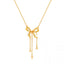 24K Gold-Plated Copper Alloy Tassel Bow Necklace — Light Luxury Fall Winter Choker, Niche Statement Jewelry for Women, Wholesale Available