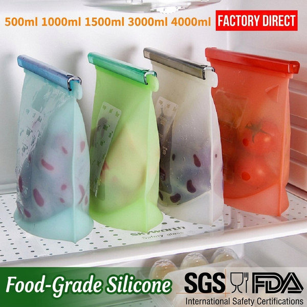 Reusable Silicone Food Storage Bags — Leak-Proof Airtight Freezer & Fridge Containers, Eco-Friendly Food Grade Silicone Zip Pouches, BPA-Free Plastic Alternative for Meal Prep, Snacks, Sous Vide & Home Organization