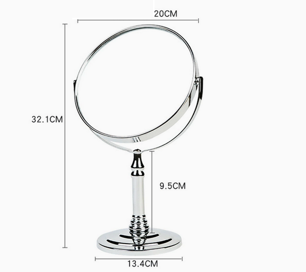 European Style Tabletop Vanity Mirror — Double Sided 1X/3X Magnification Makeup Mirror, Stainless Steel Desktop Cosmetic Mirror with 360° Swivel, HD Glass Dressing Mirror for Bedroom, Bathroom & Vanity