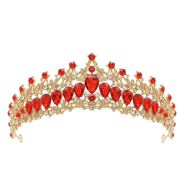 Rhinestone Crown Tiara Headband — Sparkling Alloy Crystal Bridal Queen Headpiece, Gold/Silver Plated for Wedding, Prom & Party