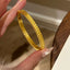 925 Sterling Silver Brushed Wheat Ear Peace Bangle, Light Luxury Chic Hand Jewelry for Women