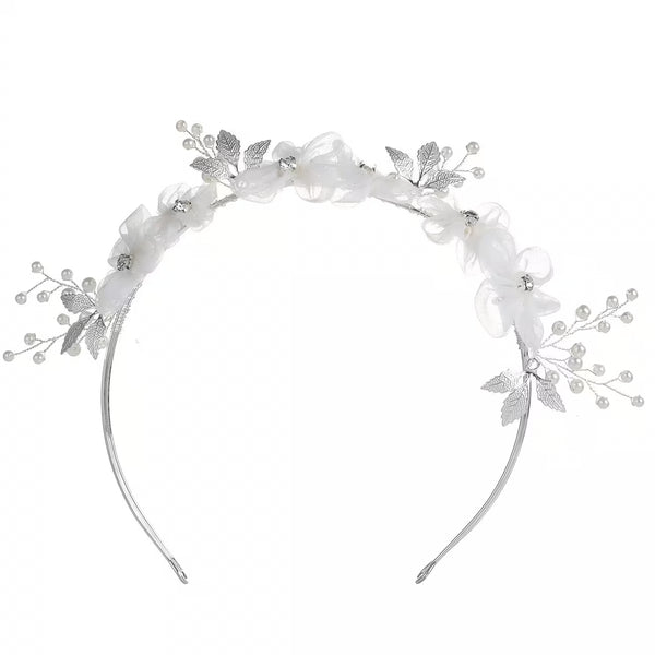 Vintage Forest Bridal Headband — Handmade Fabric Flower Hair Hoop, Sweet Romantic Woodland Updo Crown, Wedding Hair Accessories
