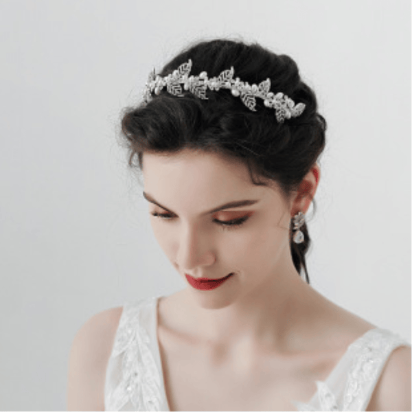 Vintage Fairy Flower Bridal Headband & Earrings Set — Handmade Alloy Floral Hair Hoop, Romantic Wedding Party Hair Accessories, Gold / Silver Tone, with Matching Drop Earrings