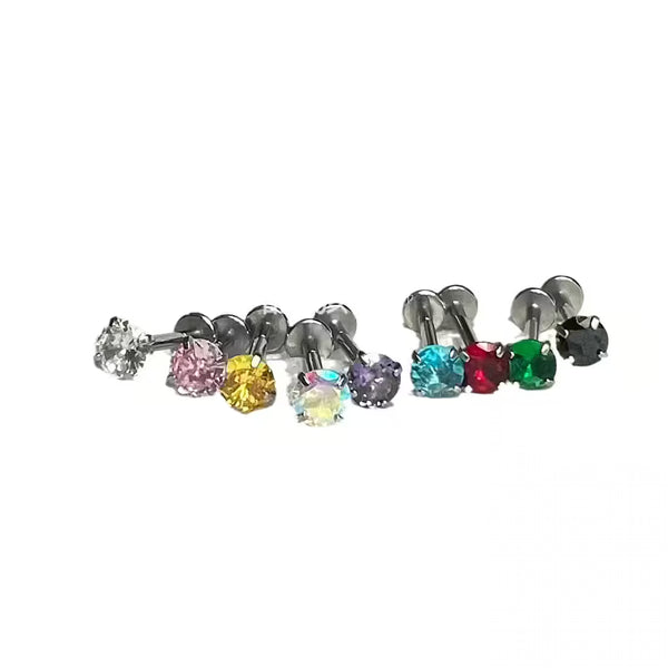 Bling Internally Threaded Lip Ring & Cartilage Stud — Sparkling CZ Labret, Edgy Hot Girl, Hypoallergenic Surgical Steel, Satan’s Child Style