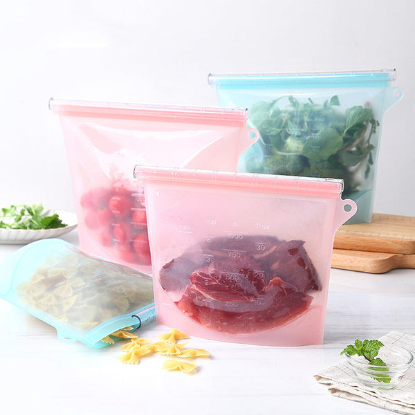 Reusable Silicone Food Storage Bag 1000ml — Leak‑Proof, Freezer & Microwave Safe, BPA‑Free Platinum Silicone Pouch, Eco‑Friendly Airtight Seal for Meal Prep, Marinating & Sous Vide