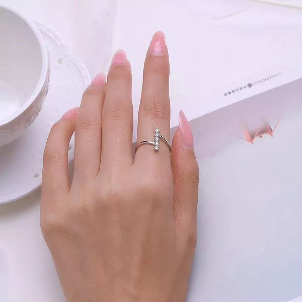Dainty Irregular CZ Stackable Ring for Women, 925 Sterling Silver Anti-Tarnish Minimalist Fashion