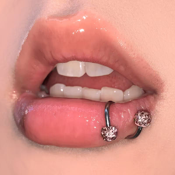 Sparkling Rhinestone Ball S-Loop Internally Threaded Lip & Cartilage Ring — Edgy Niche Cute Piercing, Surgical Steel, Gold/Silver Tone