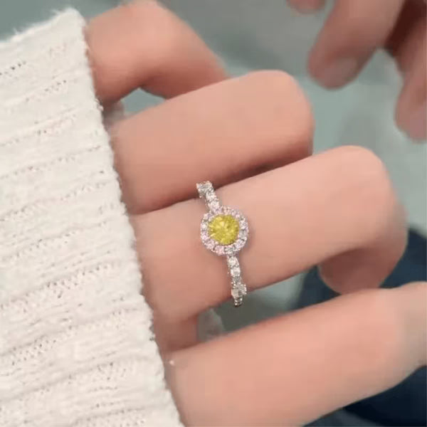 Light Luxury Multicolor CZ Copper Alloy Ring — Dainty Sweet Japanese Korean Style Band, Gold/Silver Tone, Elegant Gift for Women