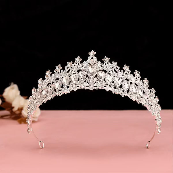Rhinestone Crown Tiara Headband — Sparkling Alloy Crystal Bridal Queen Headpiece, Gold/Silver Plated for Wedding, Prom & Party