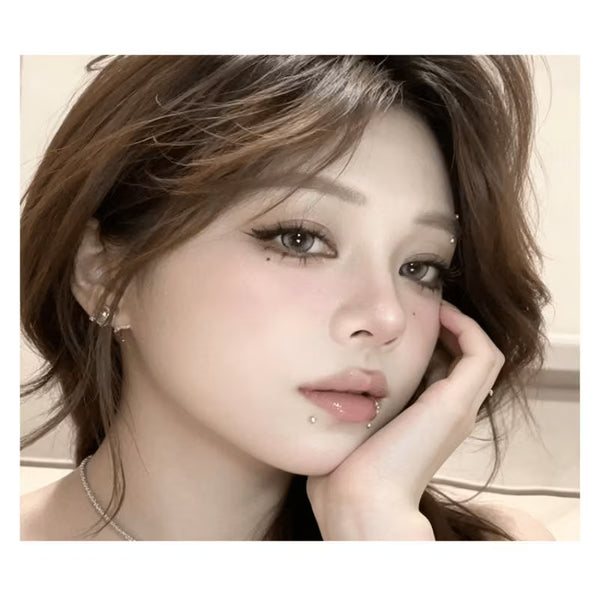 No-Piercing Face Rhinestone Stickers — Fake Eyebrow, Lip & Nose Rings, Silver Festival Body Jewelry for Women, Edgy Hip Hop Gems