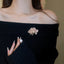 French 3D Flower & Pearl Brooch Pin — Light Luxury Niche Artisan Corsage, Elegant Statement Coat Accessory Gift for Women
