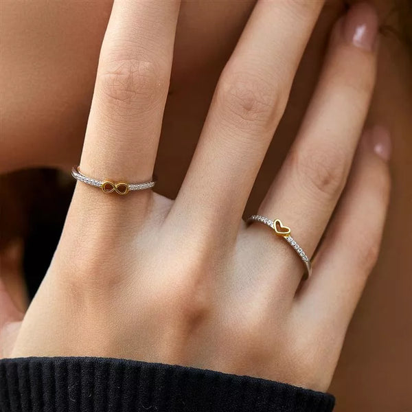 925 Sterling Silver Infinity Heart Pave Ring, Dainty Stackable Band for Women, Anti-Tarnish