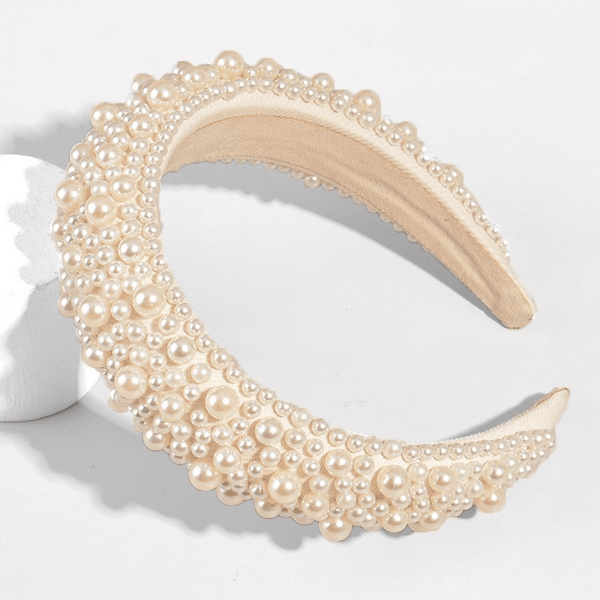Vintage Light Luxury Pearl Headband — Faux Pearl Beaded Hair Hoop, Bridal Wedding Prom Accessories, Gold/Silver Tone