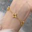 Openwork Brushed Four-Leaf Clover Bracelet, 925 Silver Gold Plated Micro‑Pavé, Light Luxury Vintage for Women
