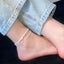 Dainty Double Strand Pearl Stardust Anklet for Women, 925 Sterling Silver Handmade Korean Minimalist