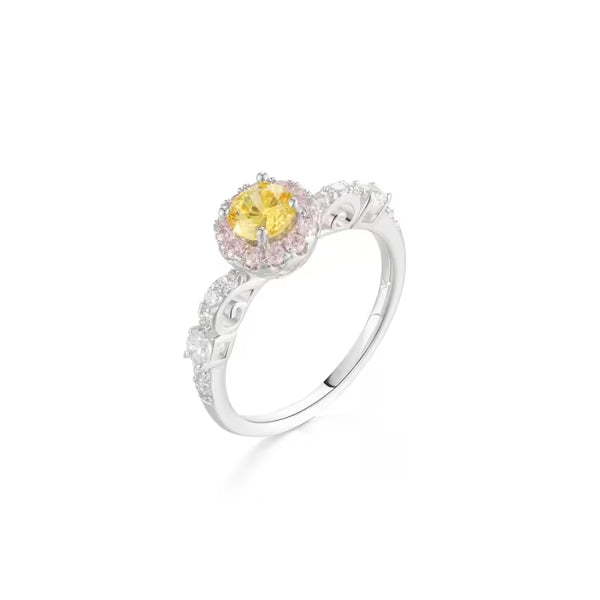 Light Luxury Multicolor CZ Copper Alloy Ring — Dainty Sweet Japanese Korean Style Band, Gold/Silver Tone, Elegant Gift for Women