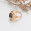 Vintage Inlaid Faux Gemstone Statement Ring for Women, 18K Gold Plated Adjustable Open Band