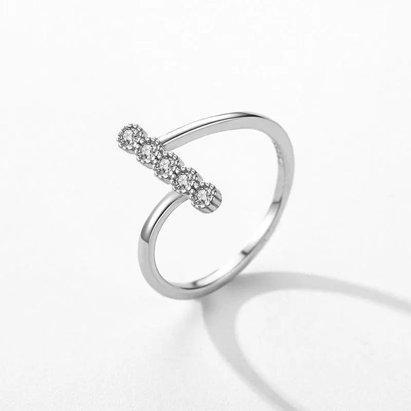 Dainty Irregular CZ Stackable Ring for Women, 925 Sterling Silver Anti-Tarnish Minimalist Fashion