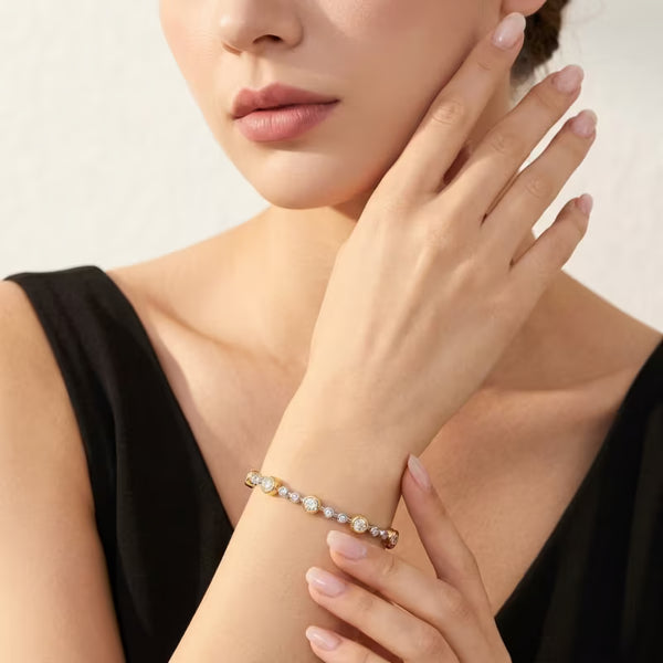 Fashion Two-Tone Bubble Moissanite Bracelet 925 Sterling Silver – Anti-Tarnish Light Luxury, Graceful Elegance