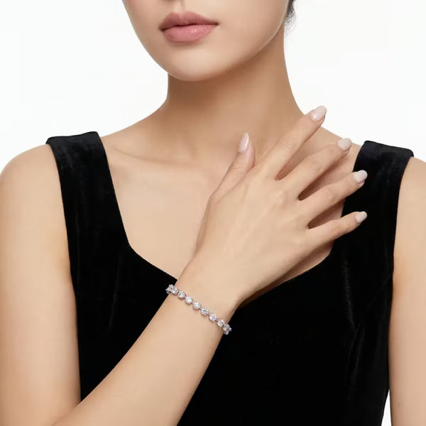 Edgy Elevated Cross Moissanite Bracelet 925 Sterling Silver – Anti-Tarnish Light Luxury for Women