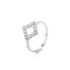 Hollow Geometric Square CZ Stackable Ring for Women, Minimalist Openwork Gold Silver Tone Statement Jewelry