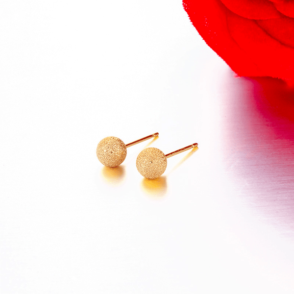 Light Luxury 24k Gold-Plated Copper Alloy Matte Round Stud Earrings — Minimalist Everyday Dainty Jewelry for Women