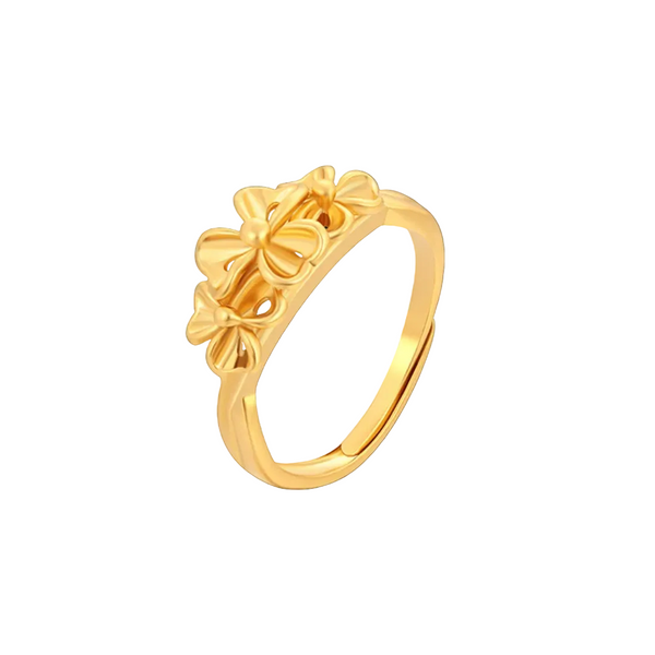 Minimalist Tone Flower Adjustable Ring — Open Wrap Copper Alloy Band, Dainty Niche Floral Finger Ring for Women, Vintage-Inspired Simulated Gold Stackable Jewelry Gift