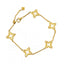 Openwork Brushed Four-Leaf Clover Bracelet, 925 Silver Gold Plated Micro‑Pavé, Light Luxury Vintage for Women