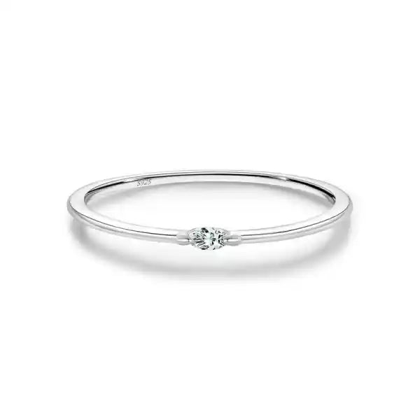 Moissanite 925 Sterling Silver Minimalist Line Stackable Pinky Ring for Women, Light Luxury Niche Dainty Band