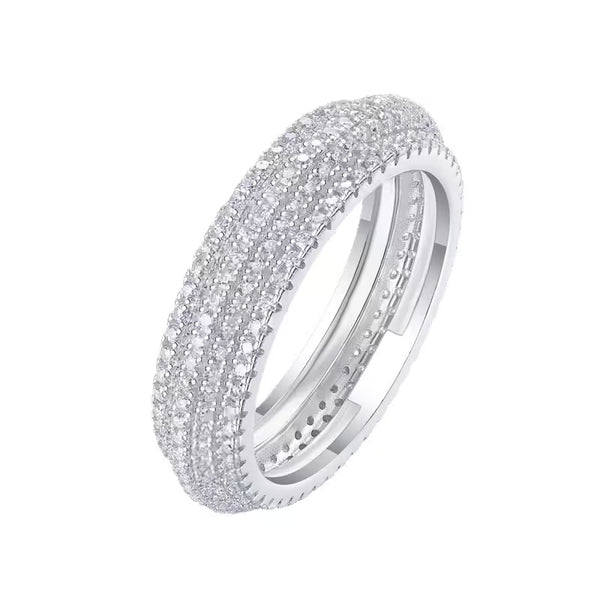 Moonlight Glow Full Pavé Moissanite Ring – 925 Sterling Silver, Anti‑Tarnish Luxury for Women