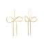 Minimalist Metal Bow Tassel Drop Earrings for Women, Elegant Long Dangle Trendy Jewelry