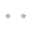 S999 Fine Silver Flower Stud Earrings with Pink Crystal, Minimalist Unique Ear Jewelry for Women Cartilage