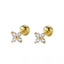 S925 Sterling Silver Mini Flower Stud Earrings, Minimalist CZ Floral Screw Back Ear Jewelry for Women & Cartilage