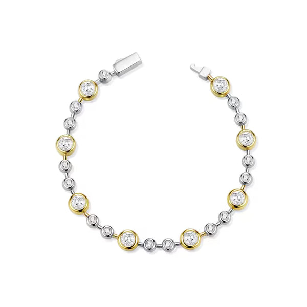 Fashion Two-Tone Bubble Moissanite Bracelet 925 Sterling Silver – Anti-Tarnish Light Luxury, Graceful Elegance