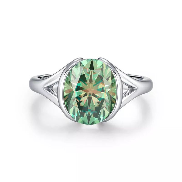 3ct Colored Moissanite Cabochon Ring for Women, 925 Sterling Silver Light Luxury Niche Design