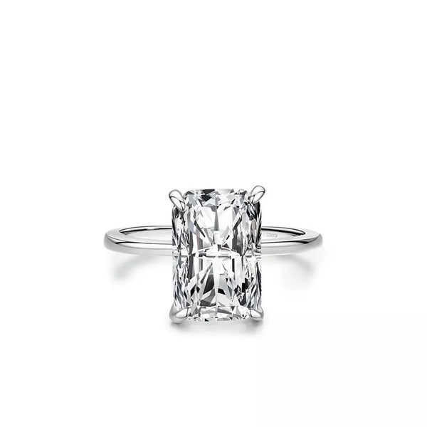 Bold Rectangular Cubic Zirconia Statement Ring for Women, 925 Sterling Silver Light Luxury European American Style