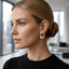 Creative Geometric Zircon Pearl Stud Earrings for Women, Trendy Minimalist Jewelry