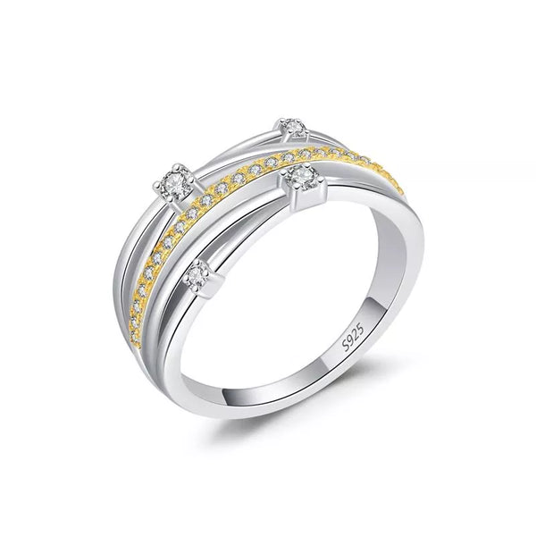 Twisted Two-Tone 925 Sterling Silver Wrap Ring for Women, Minimalist Light Luxury Stackable Band