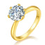 Minimalist Six-Prong Moissanite Ring in Gold-Plated 925 Sterling Silver, Anti-Tarnish Light Luxury for Women