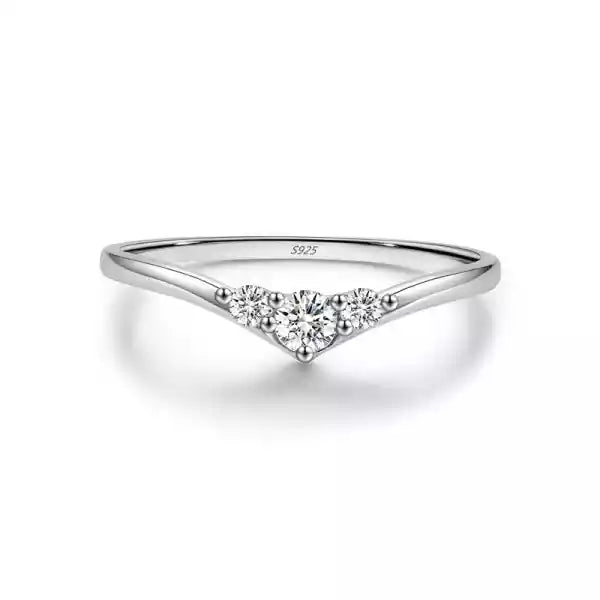Moissanite 925 Sterling Silver Geometric Arrow Ring, Stackable Niche Minimalist Band for Women