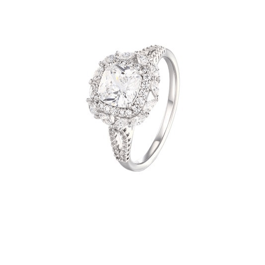 Luxury Sparkling Ice Cube Snowflake Ring — Rhodium‑Plated Copper Alloy Statement Band, Clear Cubic Zirconia Crystal, Minimalist Hip‑Hop Bling Jewelry for Women, Niche Promise Gift
