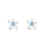 S999 Sterling Silver Blue Zircon Flower Stud Earrings, Minimalist Floral Screw Back Ear Jewelry for Women