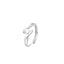 Adjustable 999 Fine Silver Twisted Heart Open Ring for Women, Light Luxury Niche Minimalist Band