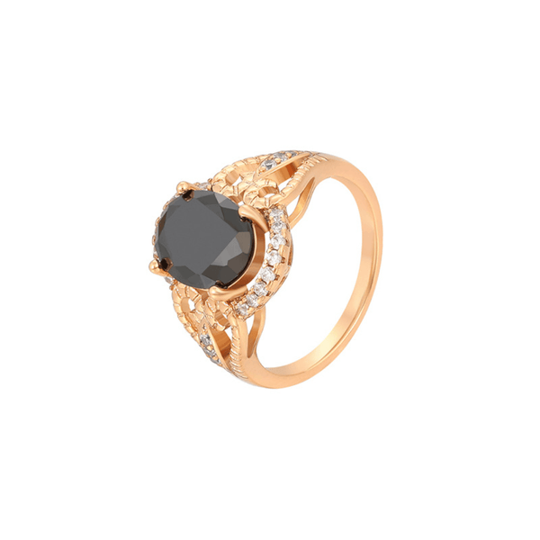 Vintage Inlaid Faux Gemstone Ring — 18K Gold‑Plated Copper, Ornate Retro Statement Band, Adjustable Open Design, Antique Cocktail Jewelry for Women