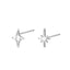 S999 Sterling Silver Asymmetric Star Stud Earrings, Minimalist Four-Pointed Star Screw Back Ear Jewelry for Women